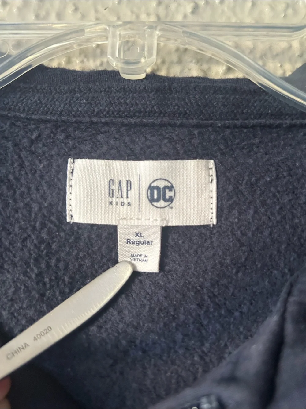 GAP Navy Full-Zip Hoodie with Justice League Sleeve Patches Boys XL